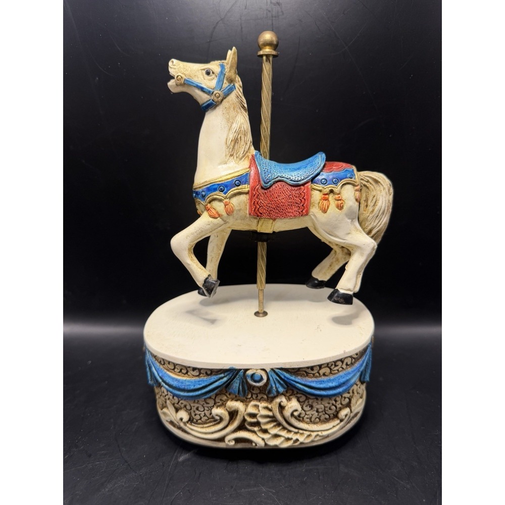 Vintage Carousel Horse Music Box 8"‎ – Taiwan – For Repair / Not Working